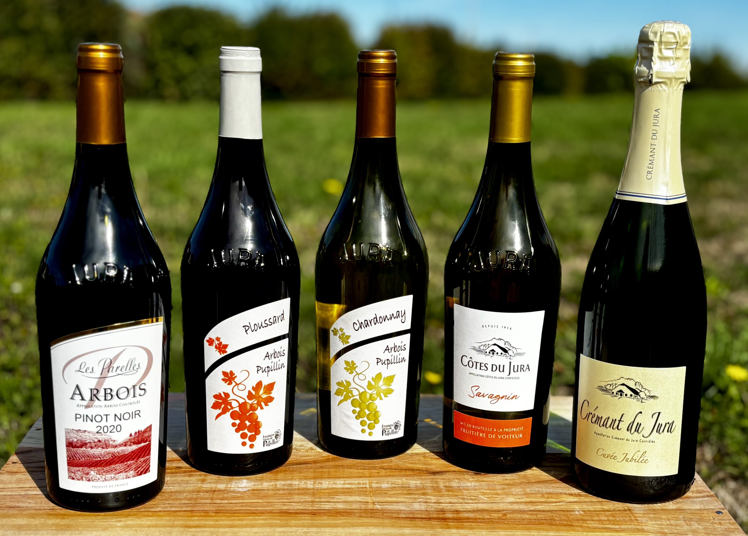 Die fünf Weine von Paket 1 aus dem Jura